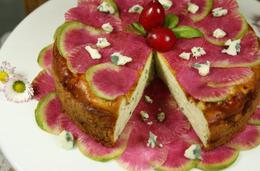 Cheesecake au Roquefort Papillon, Brousse et Carpaccio de Radis Red Meat